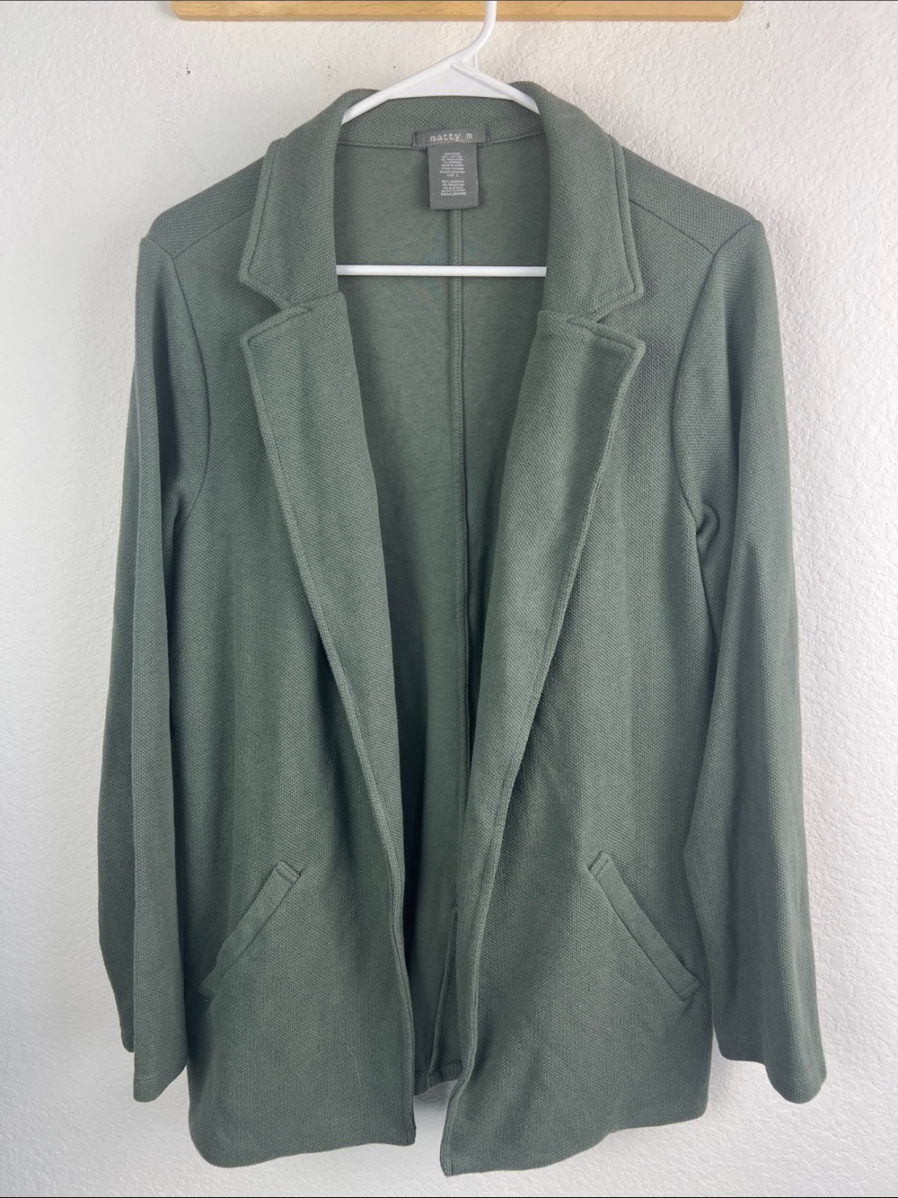 Matty M Olive Green Open-Front Knit Blazer Women’s Size Large